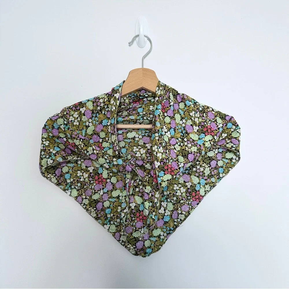 Vintage Handmade Midi Dress Size UK 6 XS Green Floral Trapeze Sleeveless - Picture 13 of 13